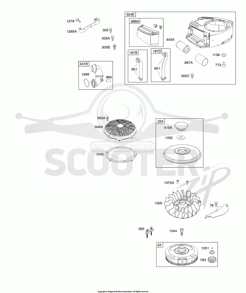 Air Cleaner, Blower Housing, Exhaust System, Flywheel