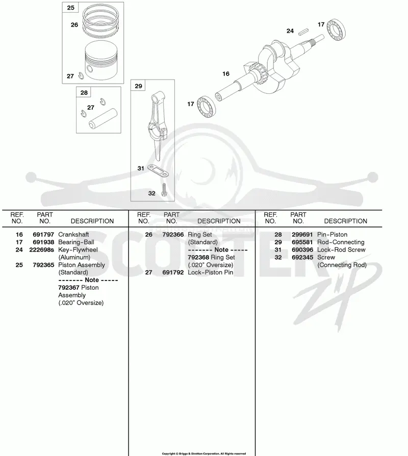 Crankshaft, Piston/Rings/Connecting Rod