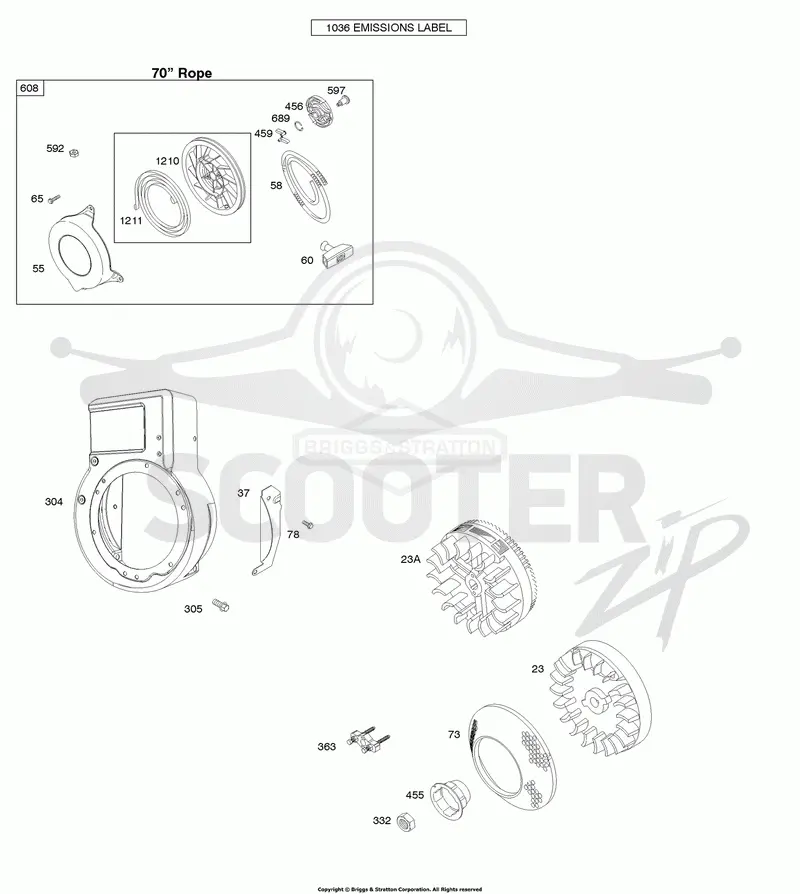 Blower Housing/Shrouds, Flywheel, Rewind Starter