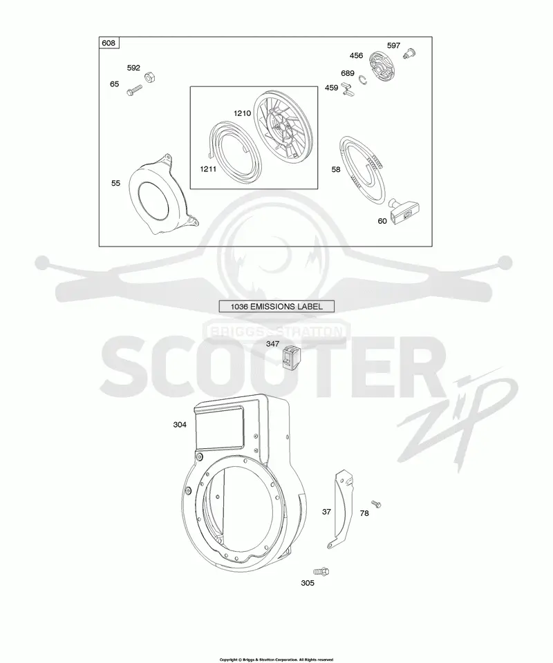 Blower Housing/Shrouds, Rewind Starter