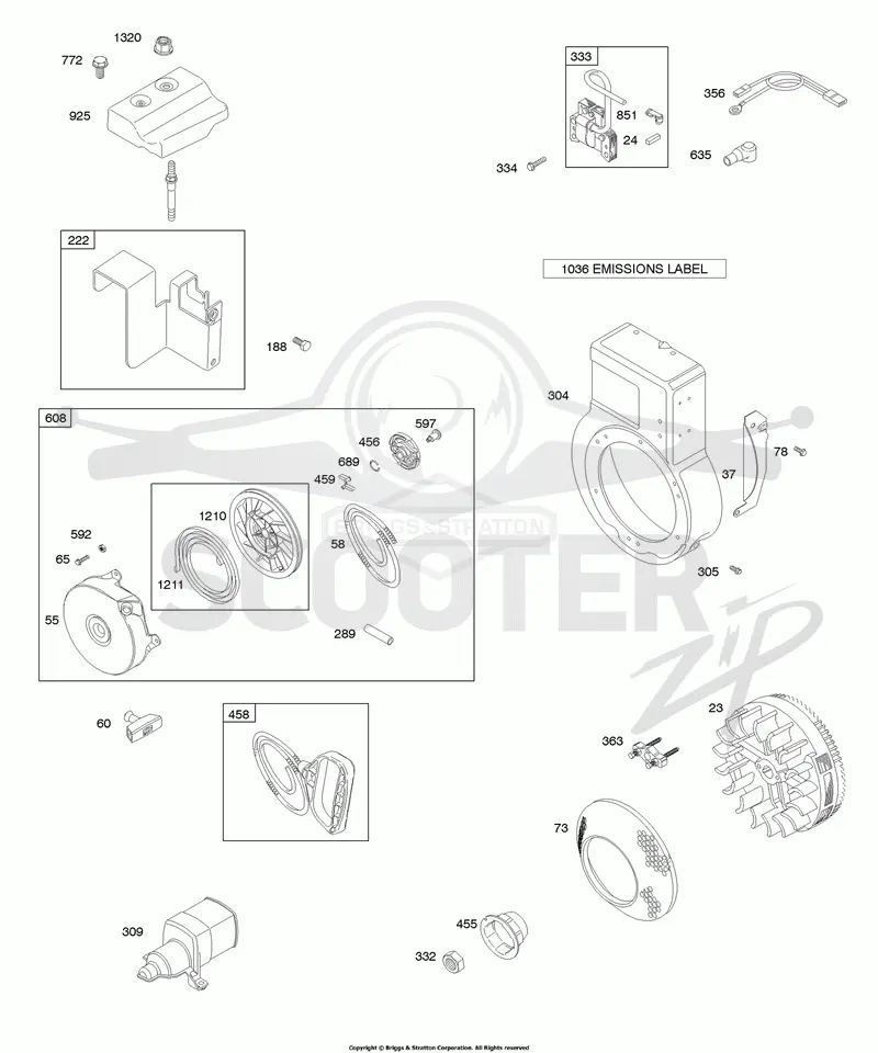 Blower Housing/Shrouds, Flywheel, Ignition, Rewind Starter