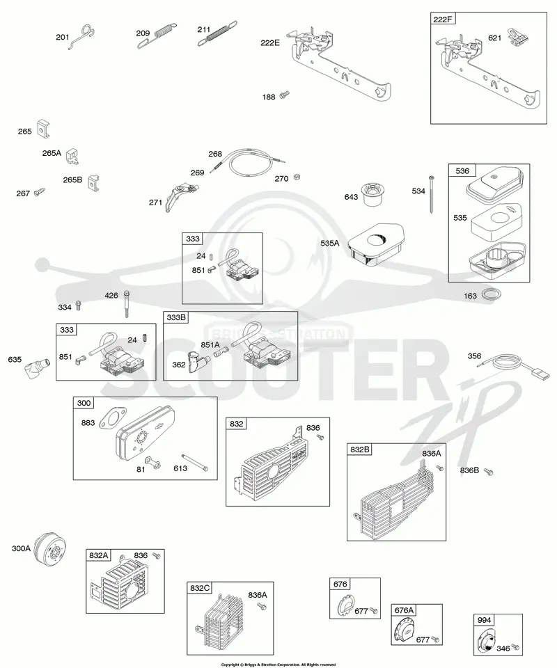 Air Cleaner, Controls, Exhaust System, Governor Spring, Ignition