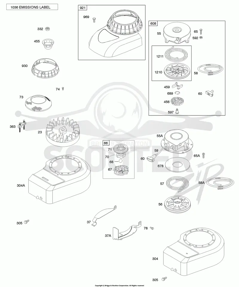 Blower Housing/Shrouds, Flywheel, Rewind Starter