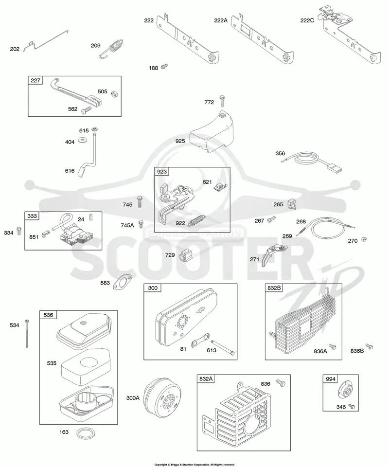 Air Cleaner, Controls, Governor Spring, Exhaust System, Governor Spring, Ignition