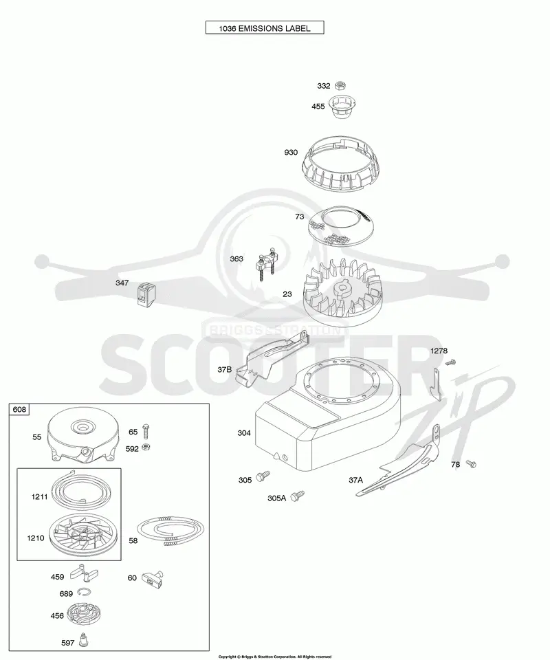 Blower Housing/Shrouds, Flywheel, Rewind Starter