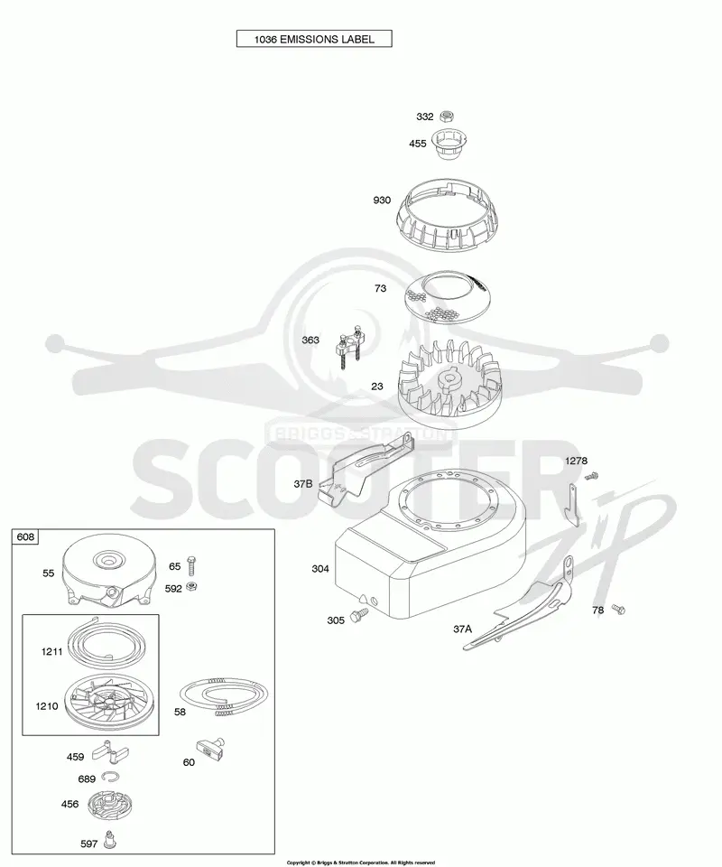 Blower Housing/Shrouds, Flywheel, Rewind Starter