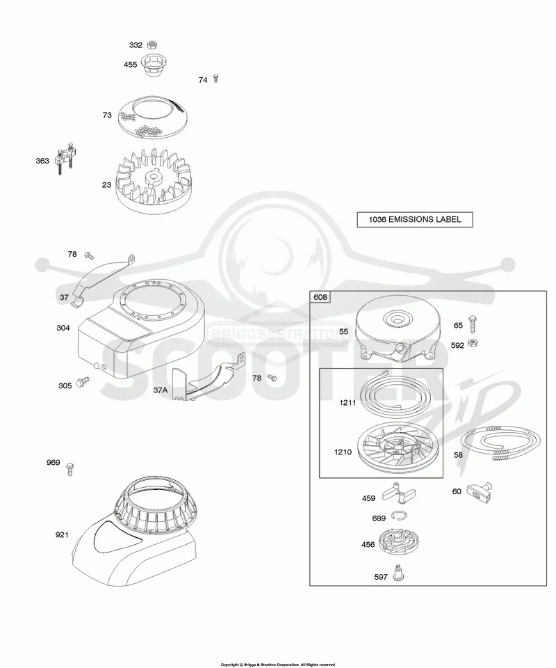 Blower Housing/Shrouds, Flywheel, Rewind Starter
