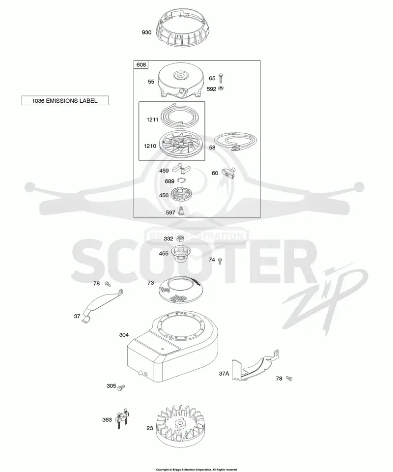 Blower Housing/Shrouds, Flywheel, Rewind Starter