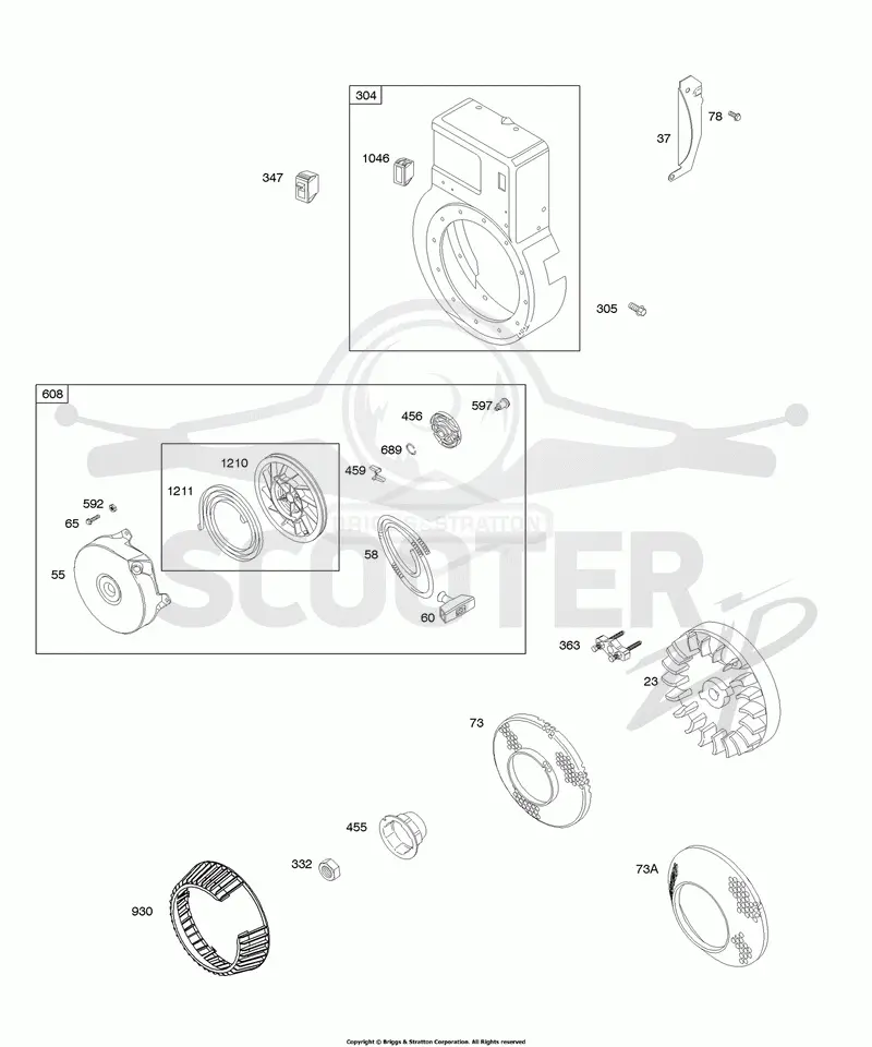 Blower Housing, Rewind, Flywheel