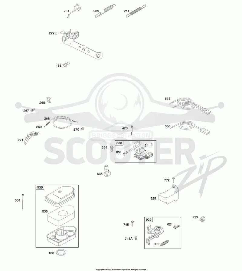 Air Cleaner, Brake, Controls, Covers, Governor Spring, Ignition
