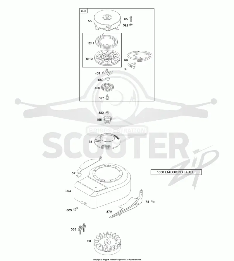 Blower Housing/Shrouds, Flywheel, Rewind Starter