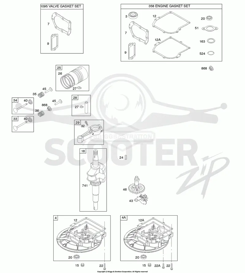 Camshaft, Crankcase Cover/Sump, Crankshaft, Gasket Set - Engine, Gasket Set - Valve, Piston/Rings/Connecting Rod