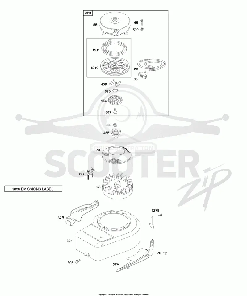 Blower Housing/Shrouds, Flywheel, Rewind Starter