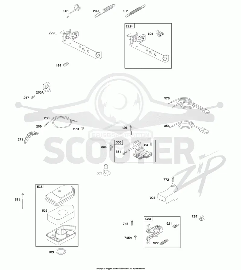 Air Cleaner, Brake, Controls, Covers, Governor Spring, Ignition
