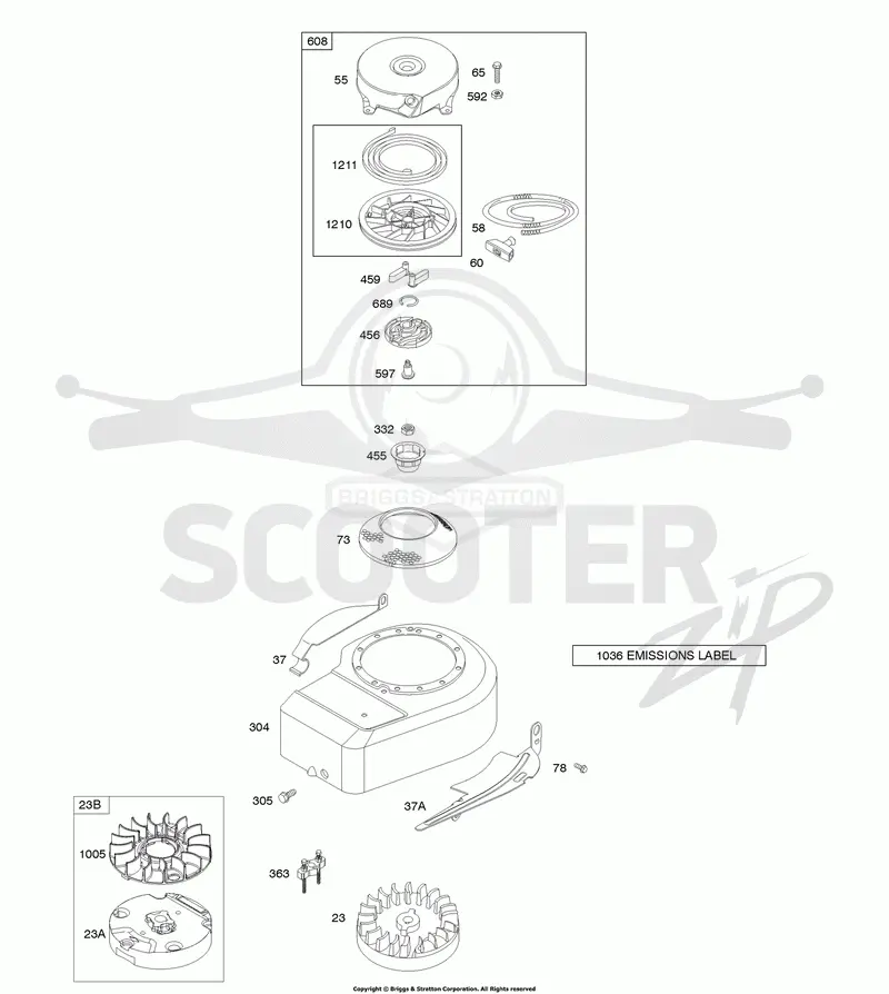 Blower Housing/Shrouds, Flywheel, Rewind Starter