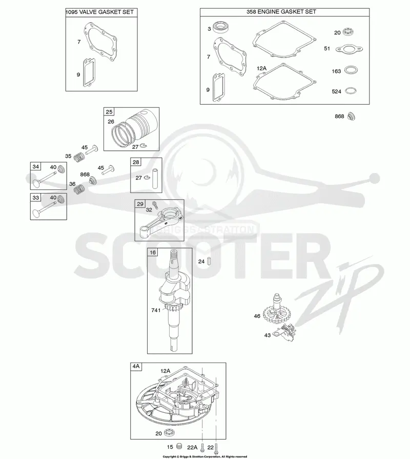 Camshaft, Crankcase Cover/Sump, Crankshaft, Gasket Set - Engine, Gasket Set - Valve, Piston/Rings/Connecting Rod