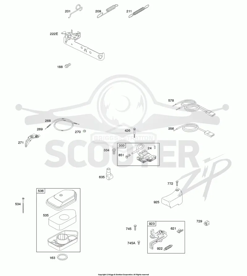 Air Cleaner, Brake, Controls, Covers, Governor Spring, Ignition