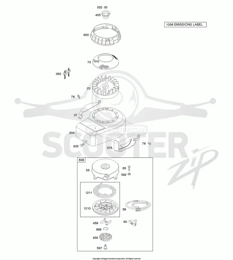 Blower Housing/Shrouds, Flywheel, Rewind Starter