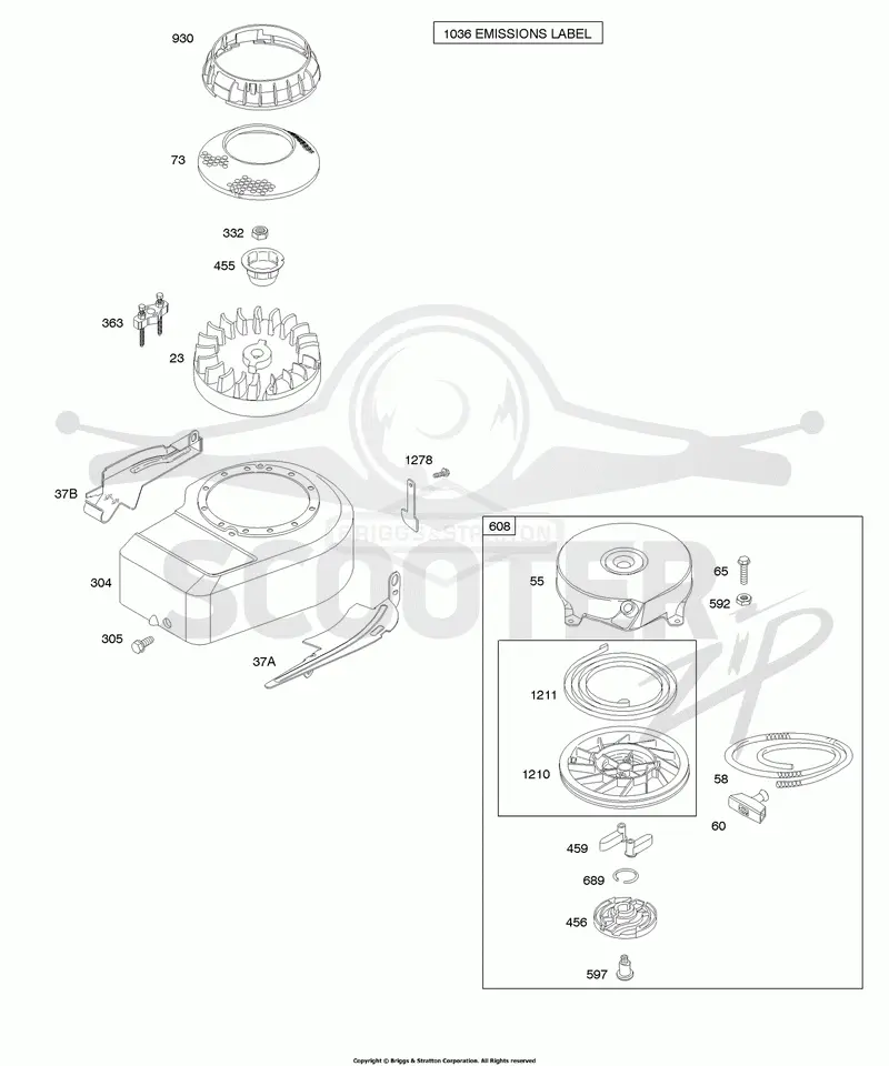 Blower Housing/Shrouds, Flywheel, Rewind Starter
