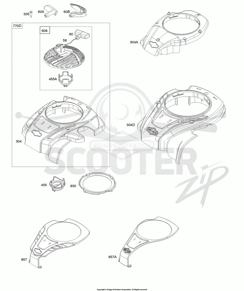 Blower Housing, Rewind Starter