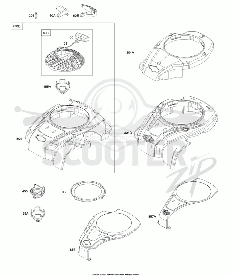 Blower Housing, Rewind Starter