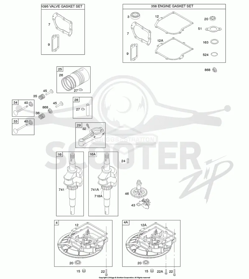 Camshaft, Crankcase Cover/Sump, Crankshaft, Gasket Set - Engine, Gasket Set - Valve, Piston/Rings/Connecting Rod