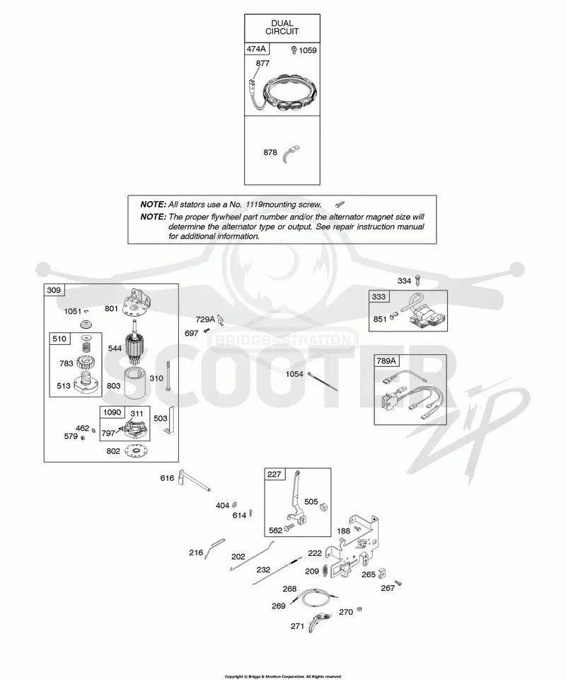 Alternator, Controls, Electric Starter, Governor Spring, Ignition