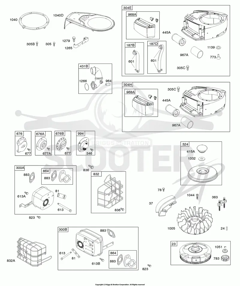 AIR CLEANER, BLOWER HOUSING, EXHAUST SYSTEM, FLYWHEEL