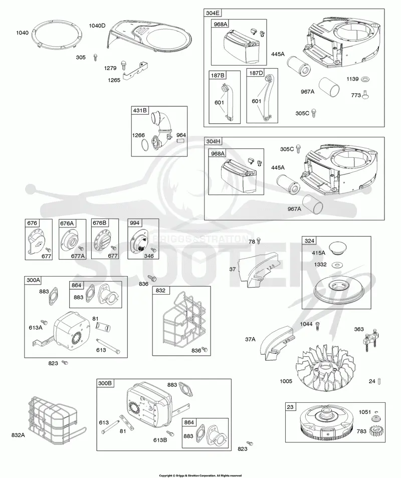 AIR CLEANER, BLOWER HOUSING, EXHAUST SYSTEM, FLYWHEEL