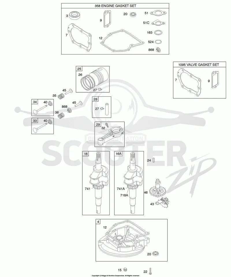 Camshaft, Crankcase Cover/Sump, Crankshaft, Gasket Set - Engine, Gasket Set - Valve, Piston/Rings/Connecting Rod
