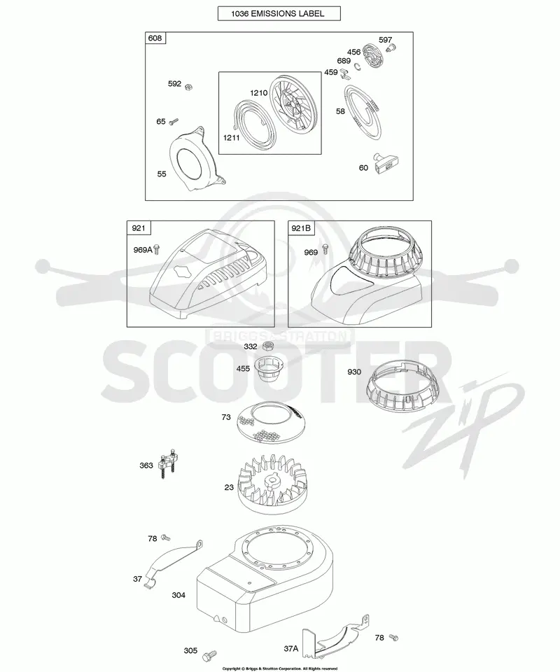 Blower Housing/Shrouds, Flywheel, Rewind Starter