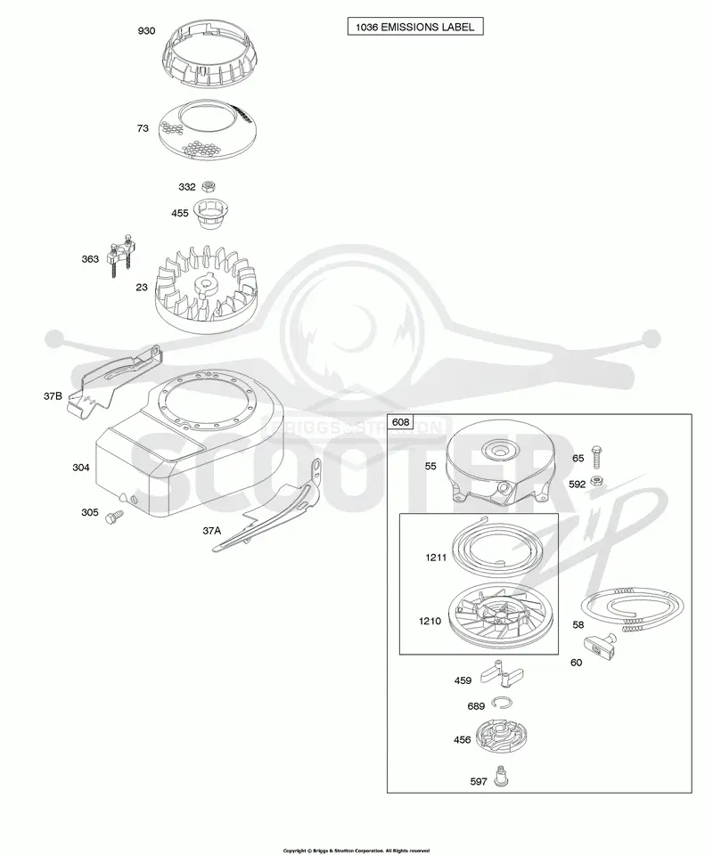 Blower Housing/Shrouds, Flywheel, Rewind Starter