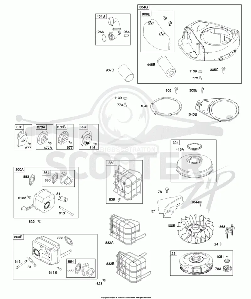 AIR CLEANER, BLOWER HOUSING, EXHAUST SYSTEM, FLYWHEEL