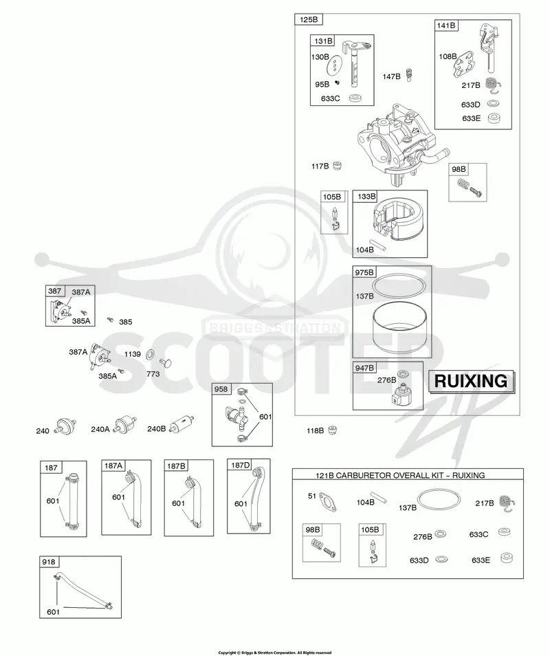 Carburetor - Ruixing, FUEL SUPPLY, Kit - Carburetor Overhaul - Ruixing