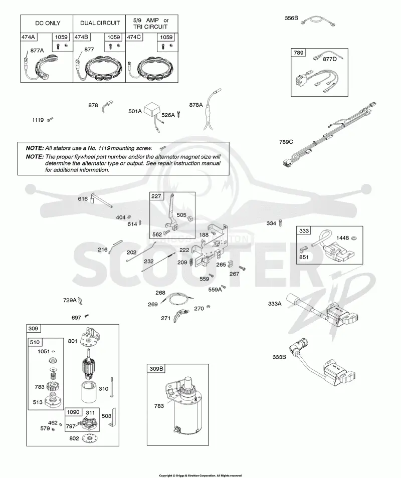 CONTROLS, ELECTRIC STARTER, GOVERNOR SPRING, IGNITION
