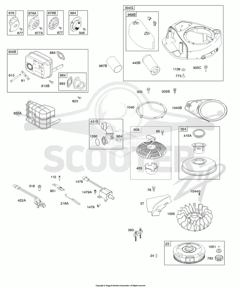 AIR CLEANER, BLOWER HOUSING, EXHAUST SYSTEM, FLYWHEEL