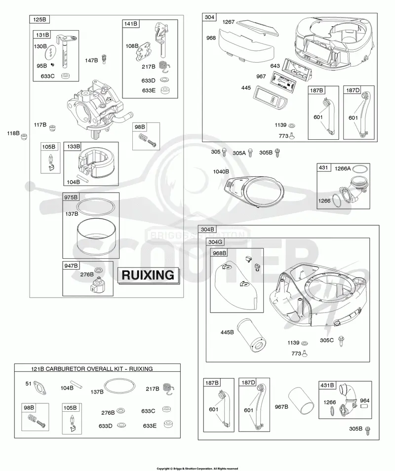 Air Cleaner, Blower Housing, Carburetor - Ruixing, Kit-Carburetor Overhaul - Ruixing