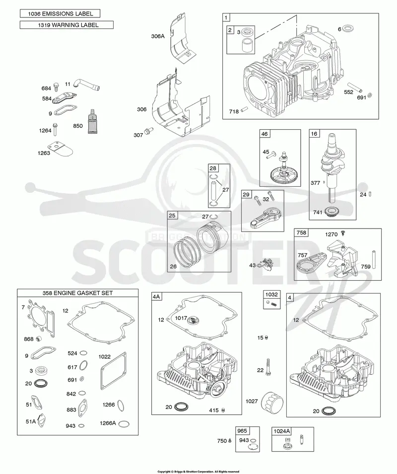 Camshaft, Crankshaft, Cylinder, Engine Sump, Gasket Set - Engine, Lubrication, Piston, Rings, Connecting Rod, Warning Label