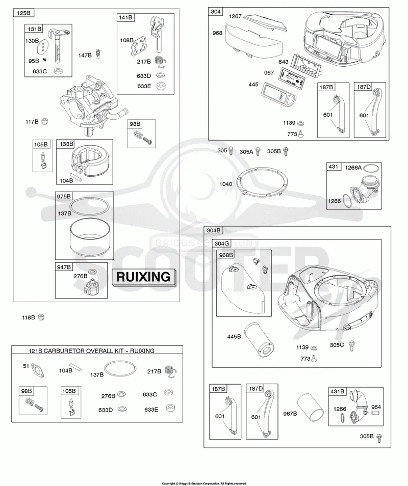Air Cleaner, Blower Housing, Carburetor - Ruixing, Kit - Carburetor Overhaul - Ruixing