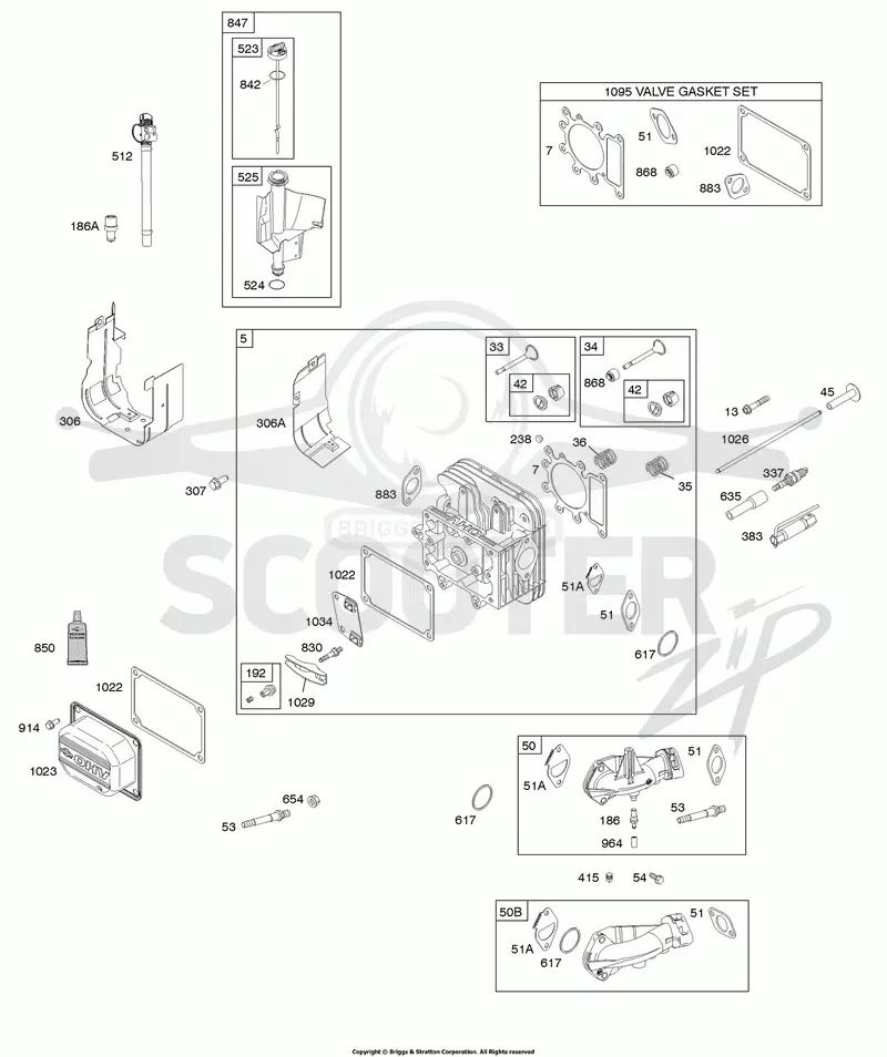 Cylinder Head, Gasket Set - Valve, Oil Fill, Valves