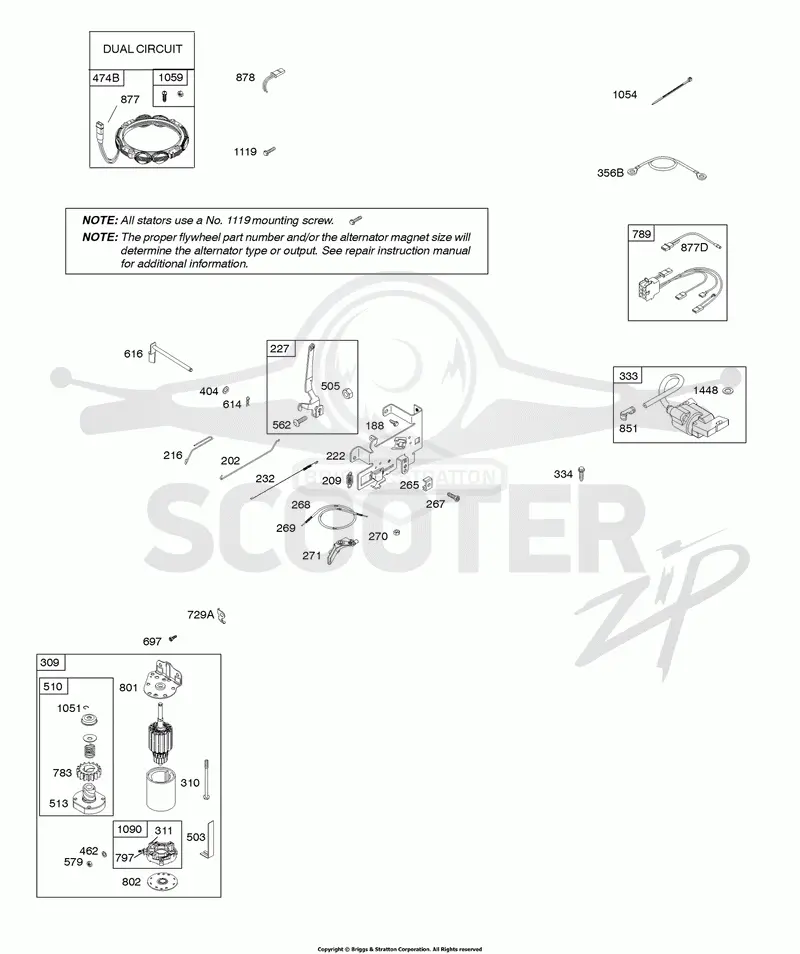 Alternator, Controls, Electric Starter, Governor Spring, Ignition