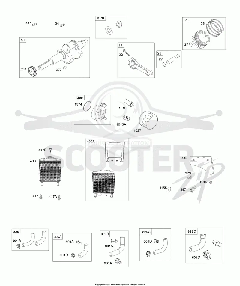 Crankshaft, Piston/Rings/Connecting Rods, Oil Coolers