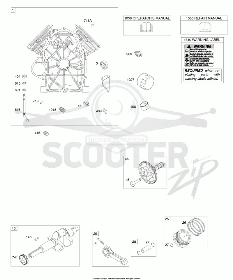 Camshaft, Cylinder, Crankshaft, Pistons/Rings/Connecting Rods