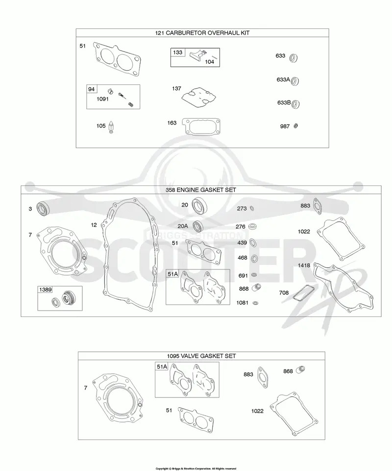 Carburetor Overhaul Kit, Engine & Valve Gasket Sets