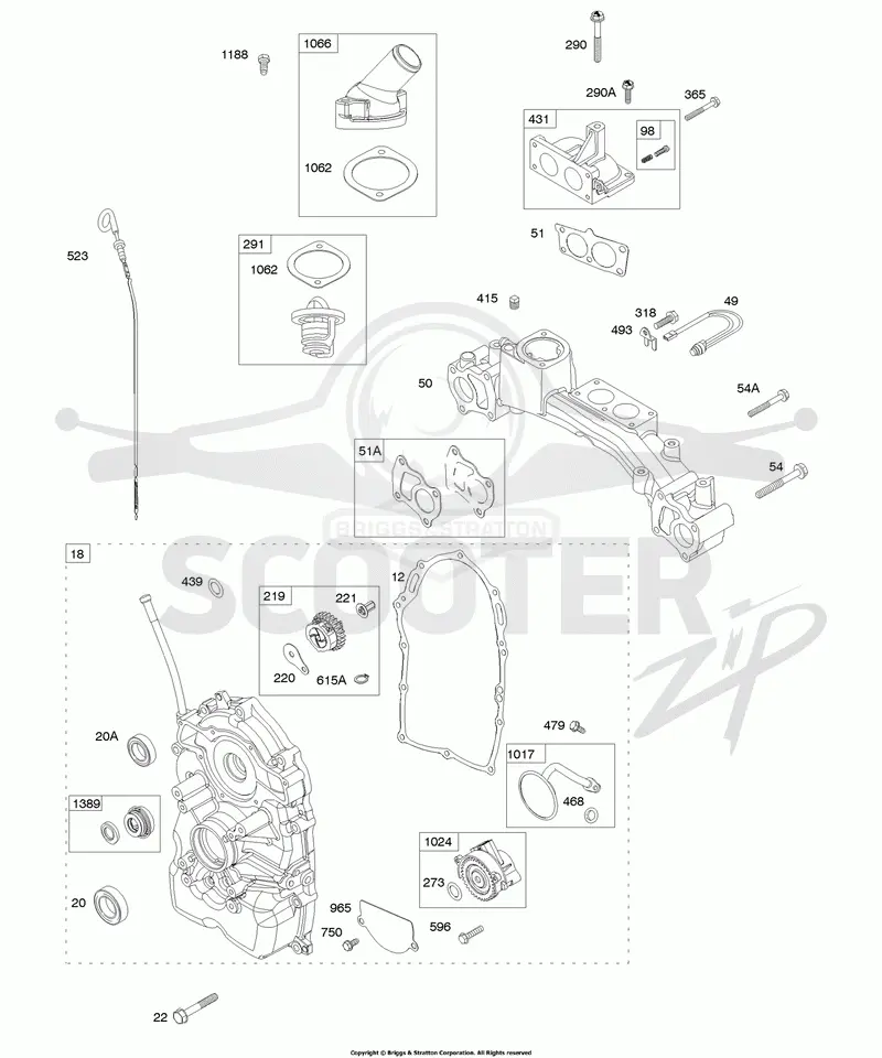 Crankcase Cover/Sump, Intake Manifold, Thermostat