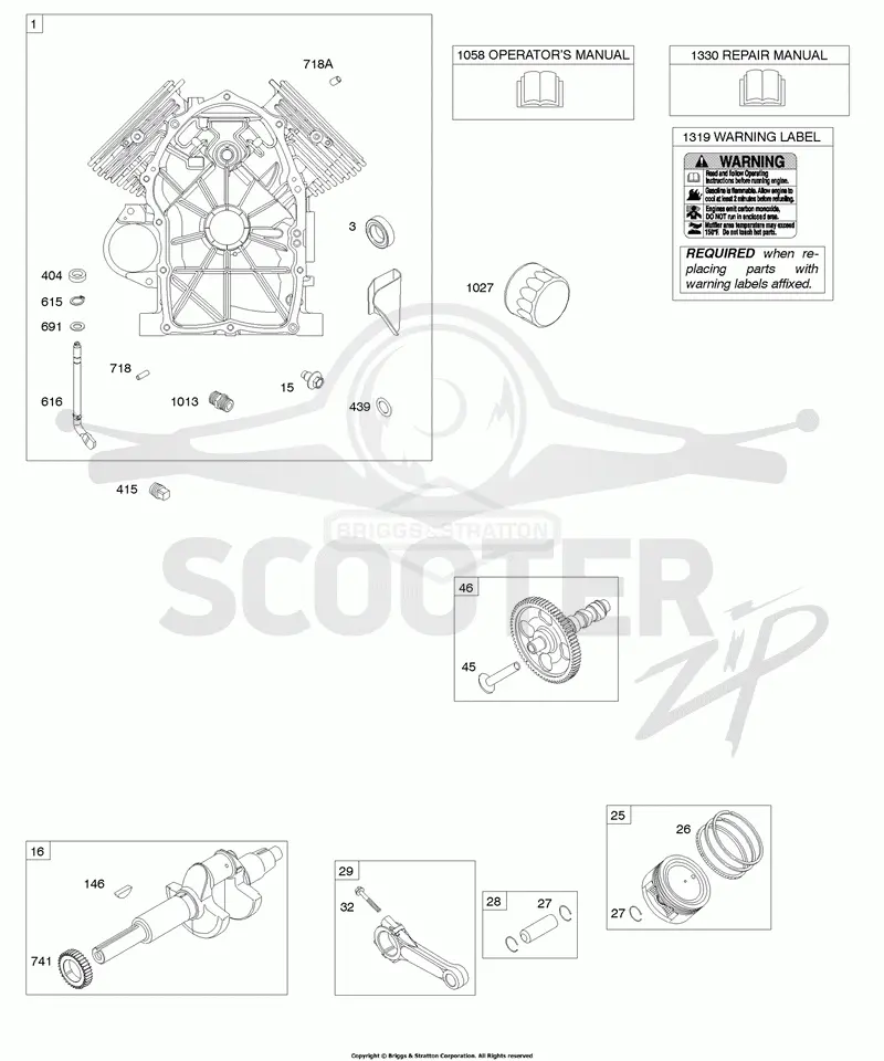 Cylinder, Camshaft, Crankshaft, Pistons/Rings/Connecting Rods