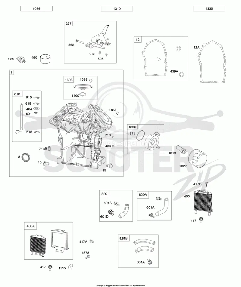 Cylinder, Oil Cooler, Governor Control Bracket