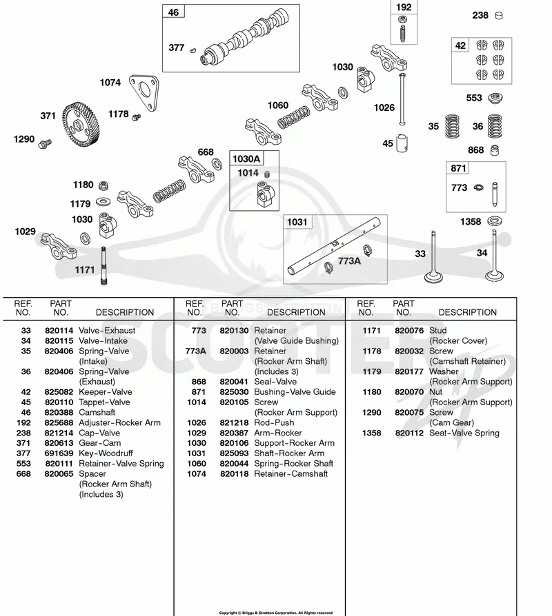 Camshaft, Rocker Arm Shaft, Valves, Springs