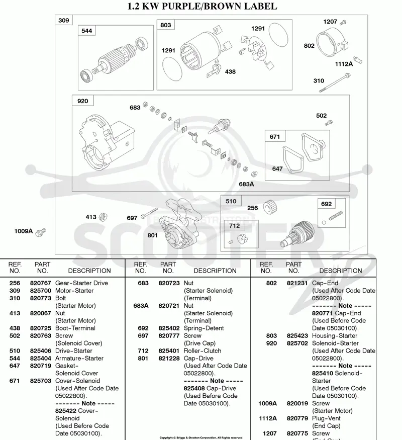 1.2 Kw Starter Motor Purple/Brown Label