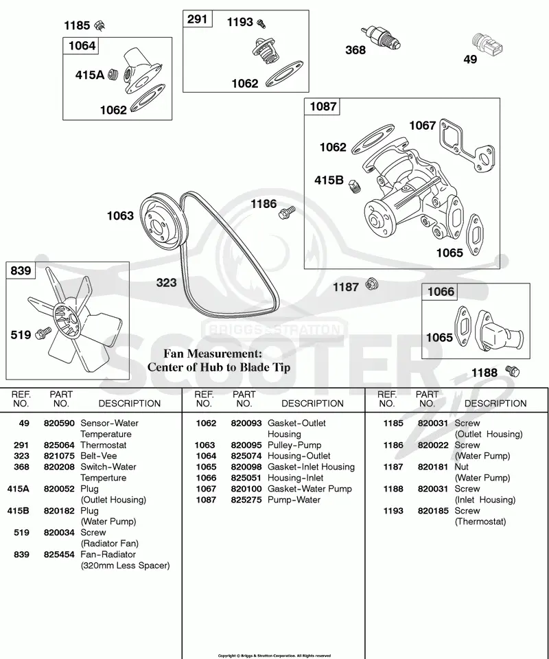 Water Pump, Fan, Vee-Belt